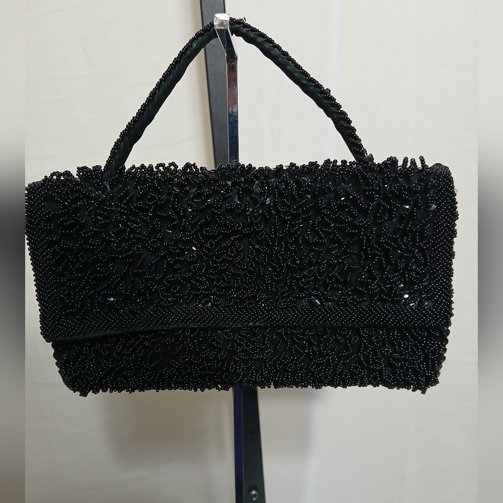 Black Beaded Handbag Clutch